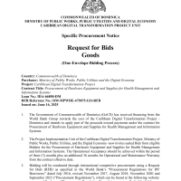   Government of the Commonwealth of Dominica: Caribbean Digital Transformation Project - Procurement of Hardware Equipment and Supplies for Health Management and Information Systems